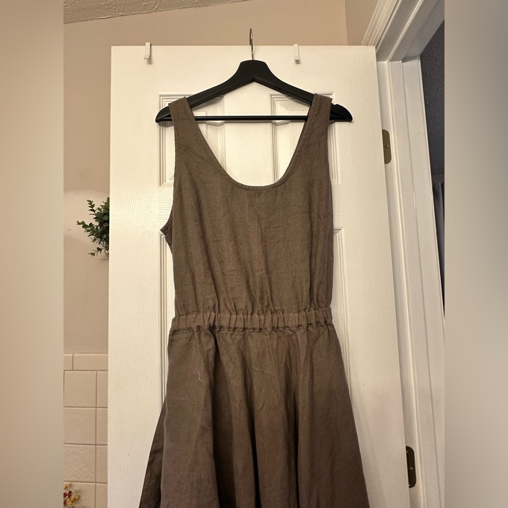 NotPERFECTLINEN LEILA Dress Chocolate Brown